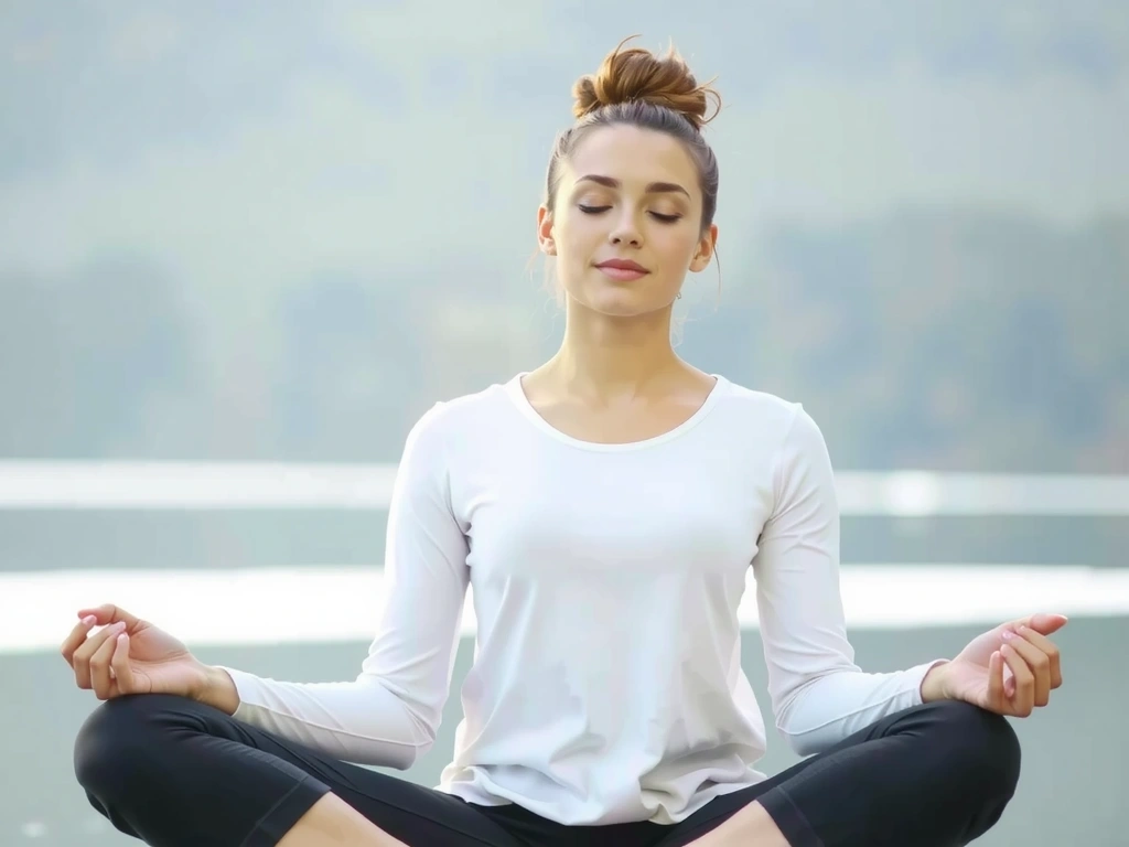 Person meditating in a calm setting