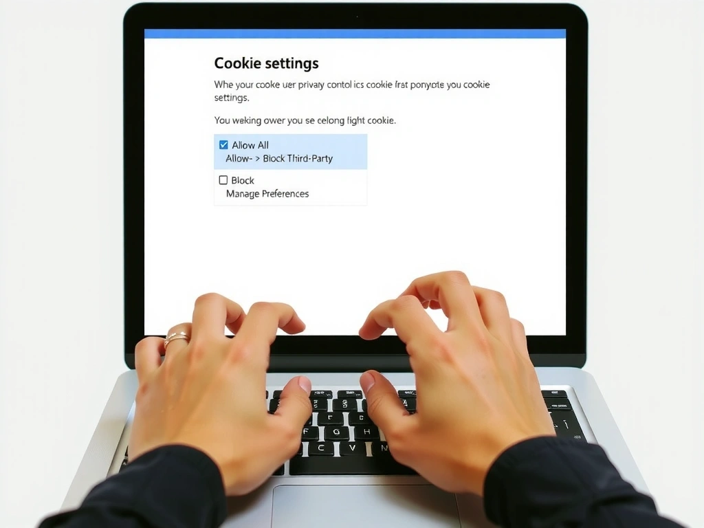 Person customizing cookie settings on a laptop screen