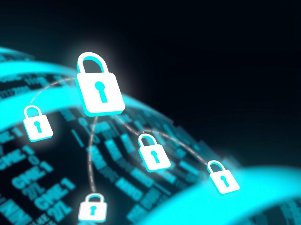 Digital data flowing securely, illustrating data collection and protection