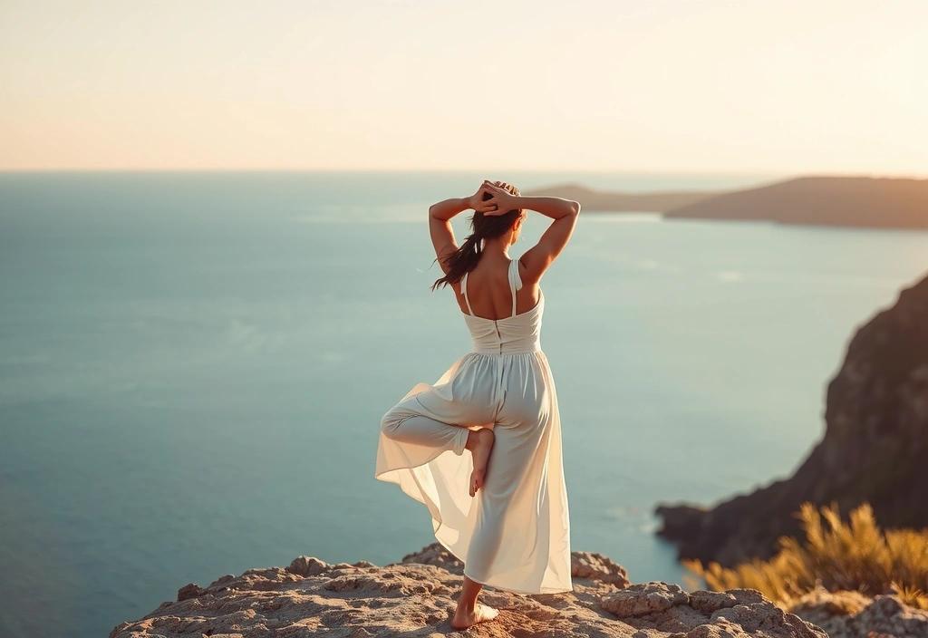 Woman practicing yoga outdoors